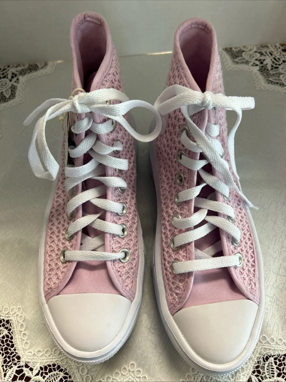 NWT Converse Chuck Taylor All Star Move Crochet Platform High Top Pink Tween 4